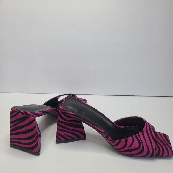 NASTY GAL x z_code_z Zebra Print Flared Heel Mules Size 5 - Picture 4 of 6